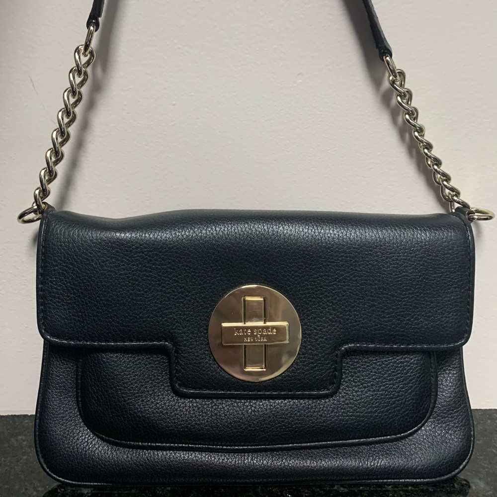 Kate spade black silver hardware handbag